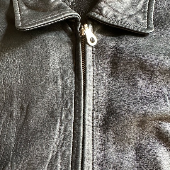 Laura Leigh Vintage Leather Biker Jacket Size Large Black Zip Front and Pockets - Picture 13 of 15